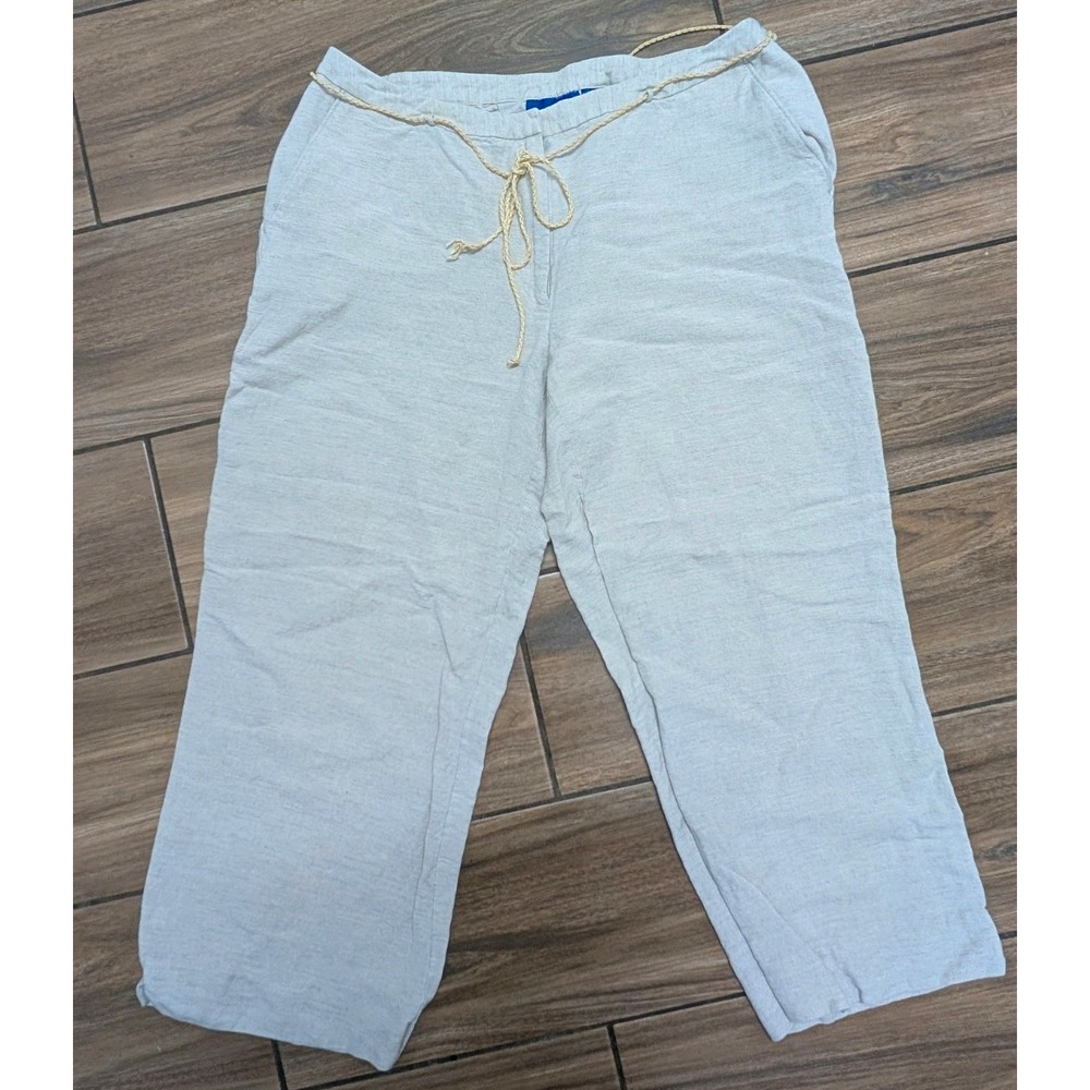 JH Collectibles Petite Women's 10 Linen Blend Beige Drawstring Cropped Pants